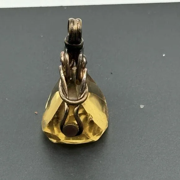 Antique Gold Fill Citrine Glass Fob Charm Pendant - Picture 5 of 15